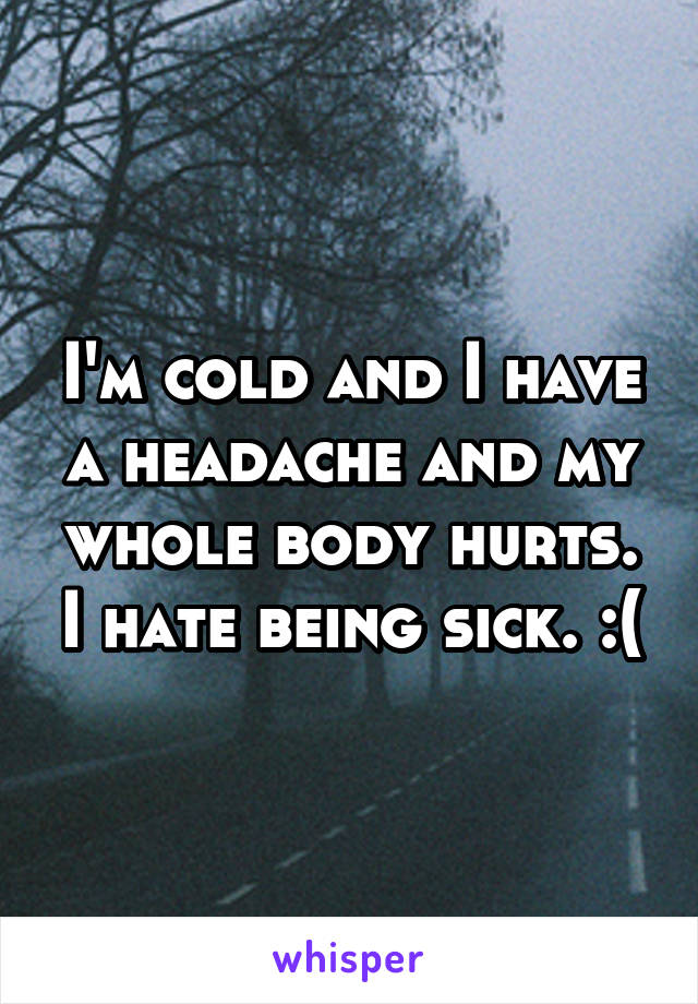 I'm cold and I have a headache and my whole body hurts. I hate being sick. :(