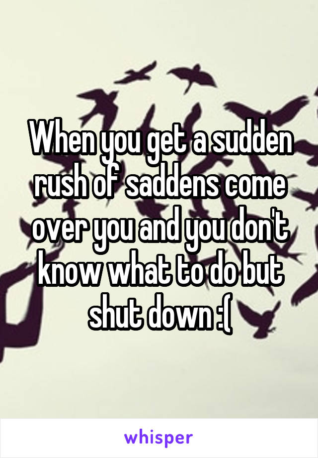 When you get a sudden rush of saddens come over you and you don't know what to do but shut down :(