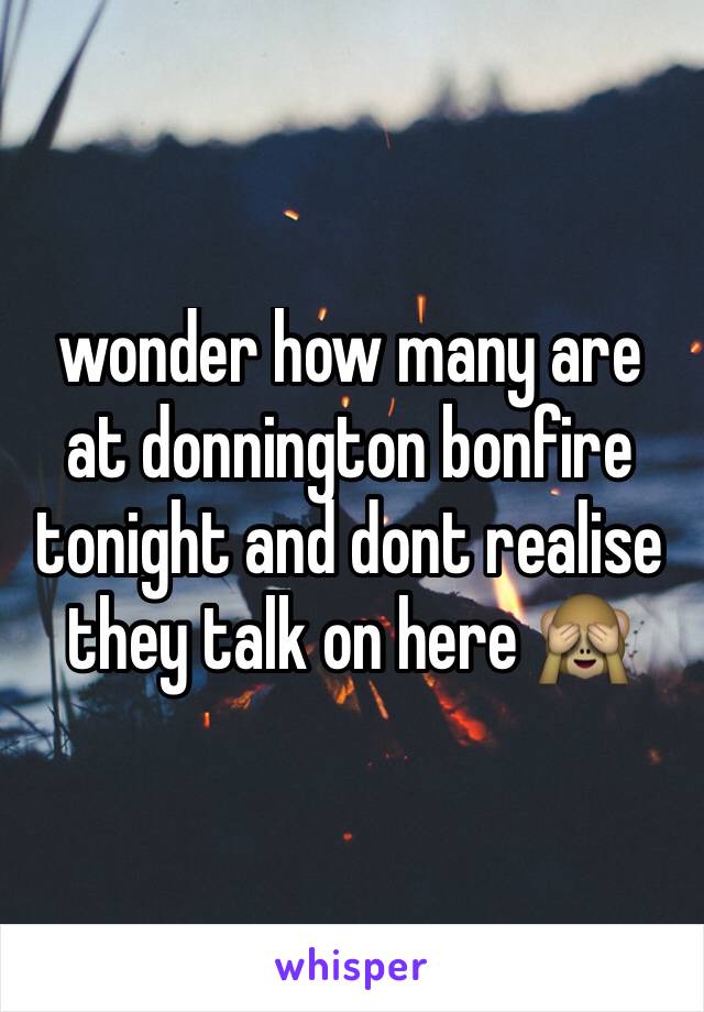 wonder how many are at donnington bonfire tonight and dont realise they talk on here 🙈