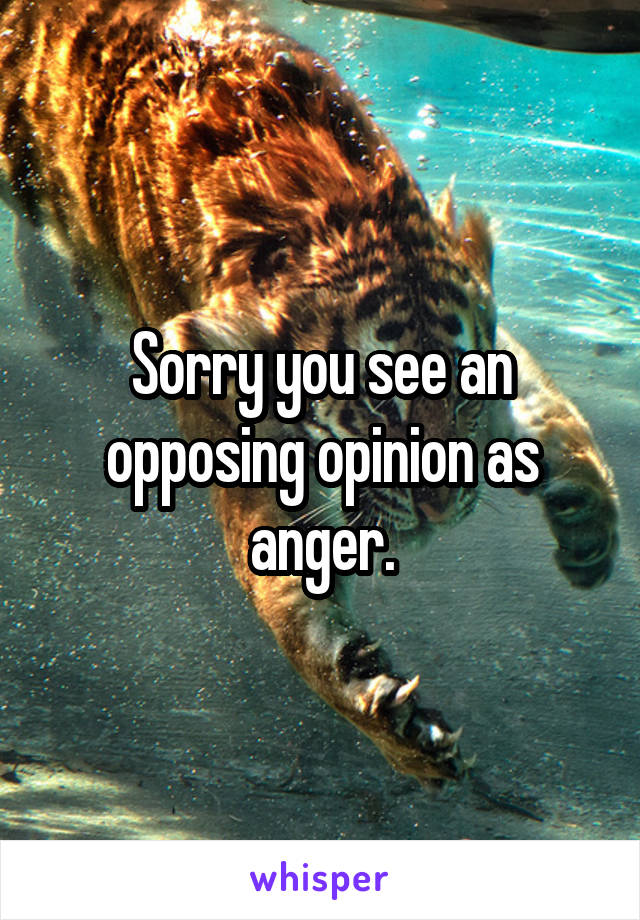 Sorry you see an opposing opinion as anger.