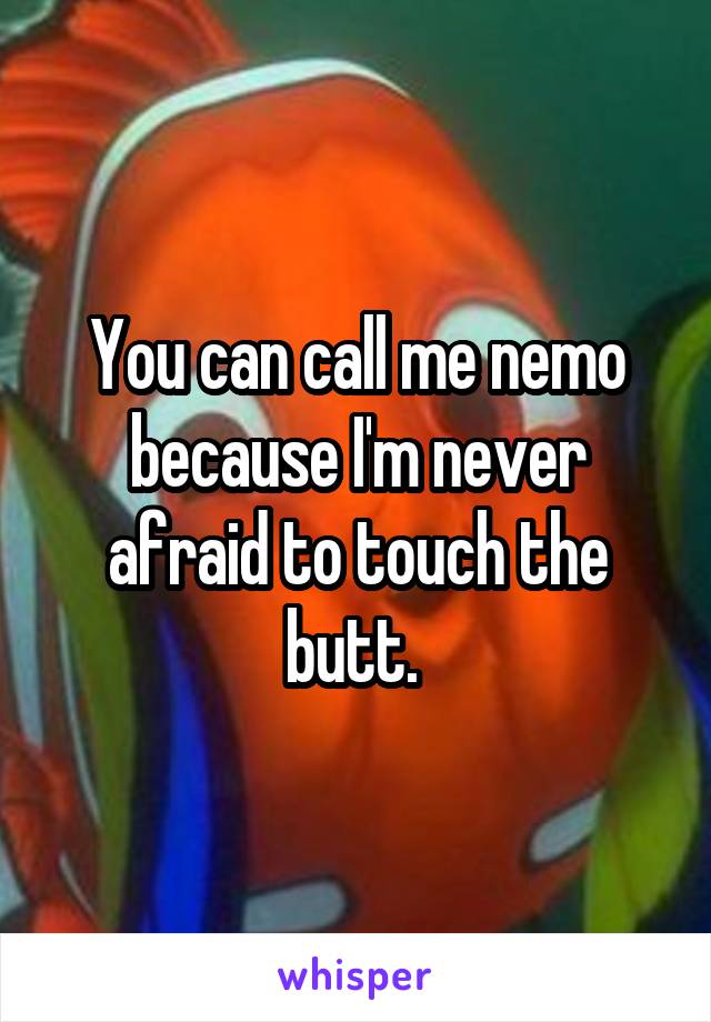 You can call me nemo because I'm never afraid to touch the butt. 