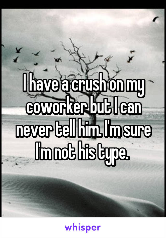 I have a crush on my coworker but I can never tell him. I'm sure I'm not his type. 