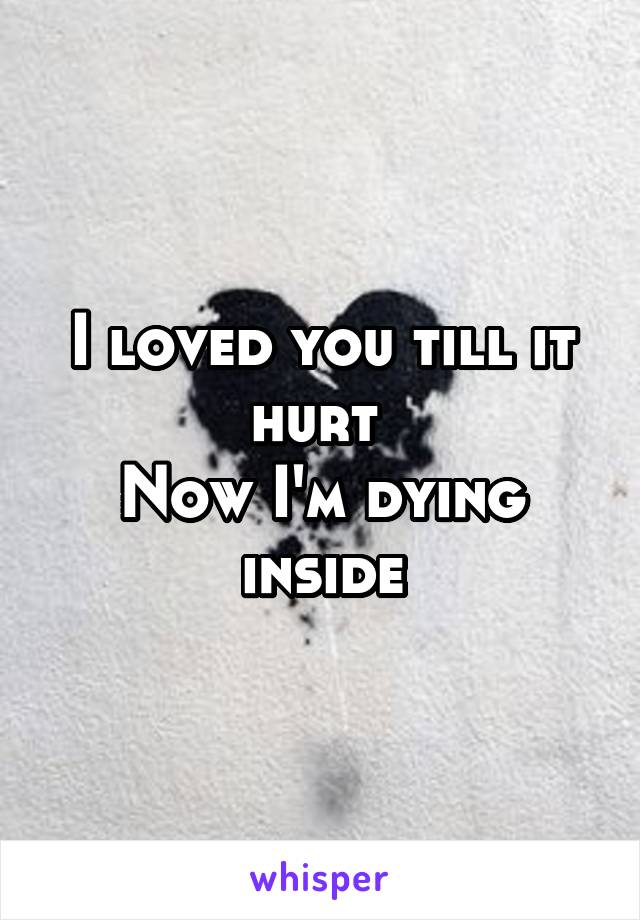 I loved you till it hurt 
Now I'm dying inside