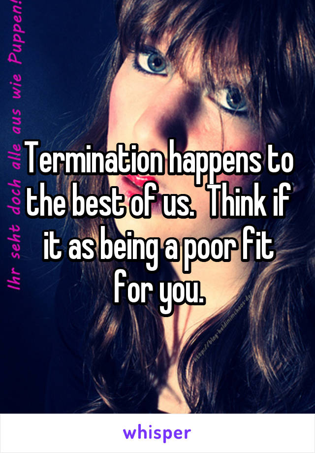 Termination happens to the best of us.  Think if it as being a poor fit for you.