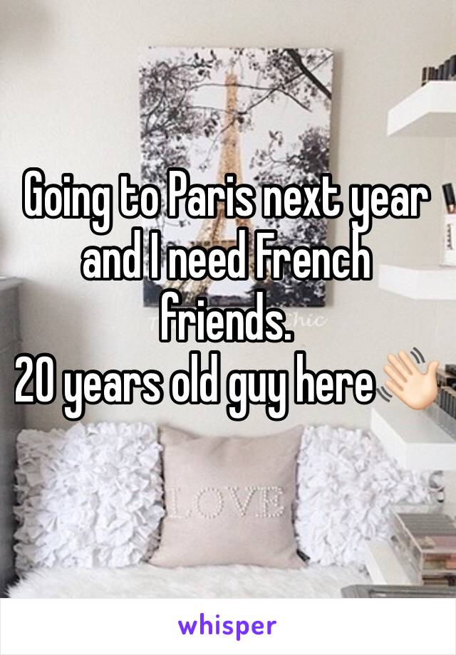 Going to Paris next year and I need French friends. 
20 years old guy here👋🏻