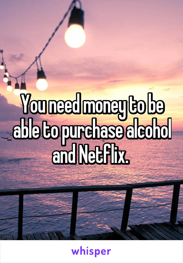 You need money to be able to purchase alcohol and Netflix. 