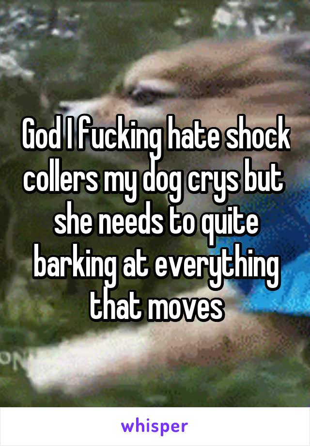 God I fucking hate shock collers my dog crys but  she needs to quite barking at everything that moves