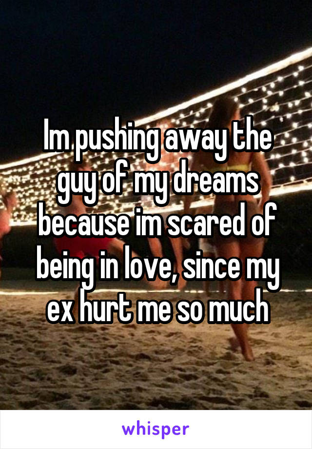 Im pushing away the guy of my dreams because im scared of being in love, since my ex hurt me so much