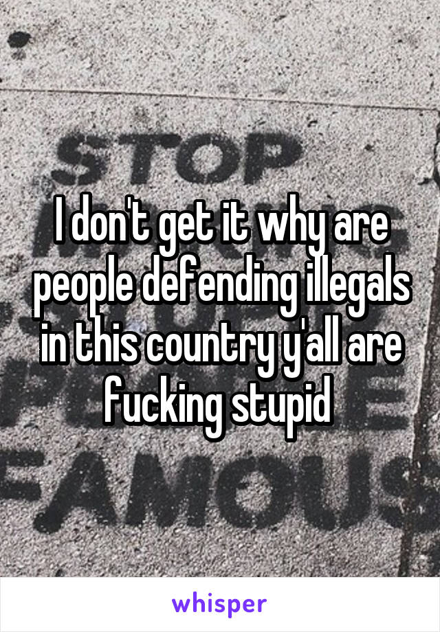 I don't get it why are people defending illegals in this country y'all are fucking stupid 