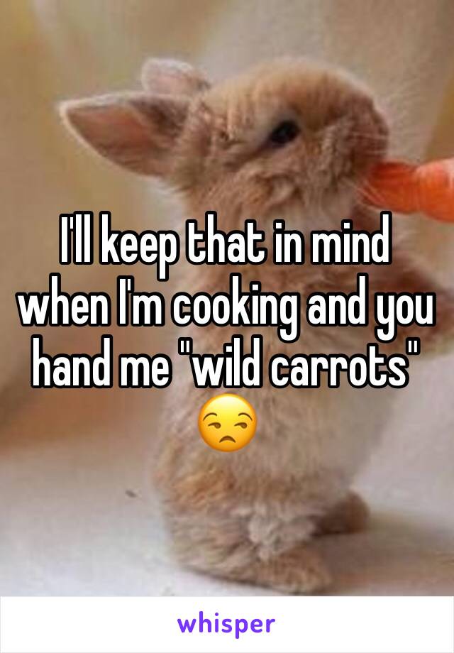 I'll keep that in mind when I'm cooking and you hand me "wild carrots" 
😒