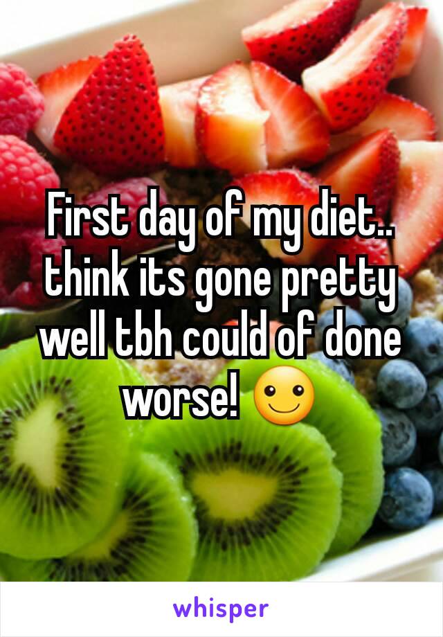 First day of my diet.. think its gone pretty well tbh could of done worse! ☺