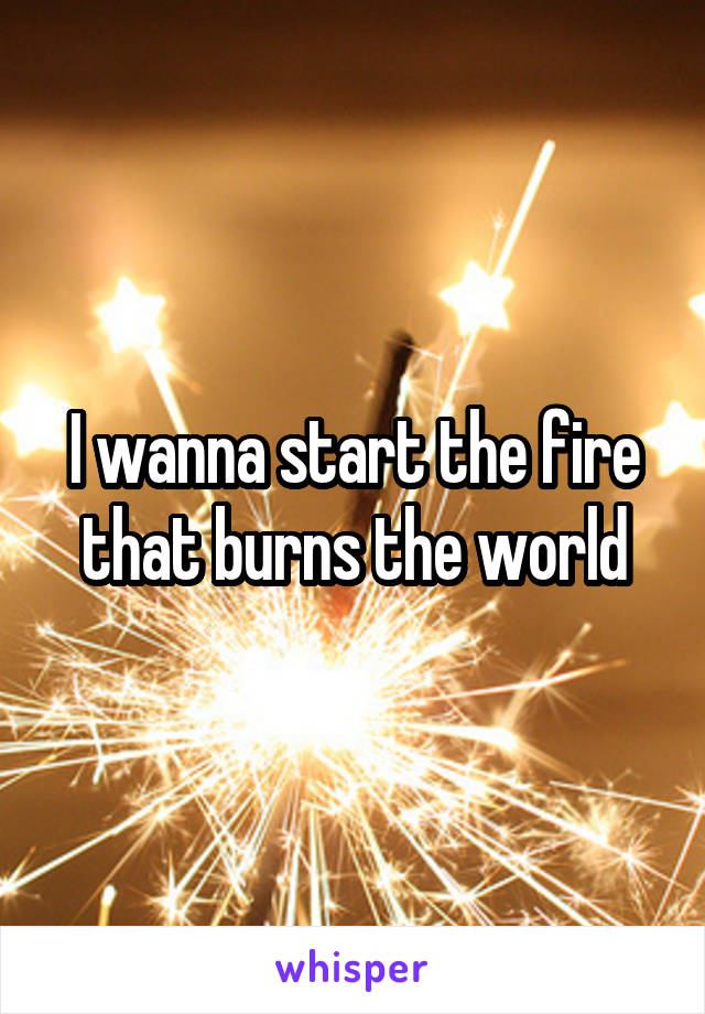 I wanna start the fire that burns the world