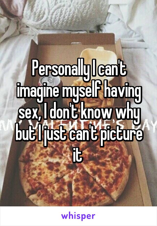 Personally I can't imagine myself having sex, I don't know why but I just can't picture it 