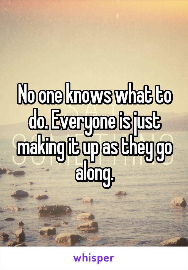 No one knows what to do. Everyone is just making it up as they go along.