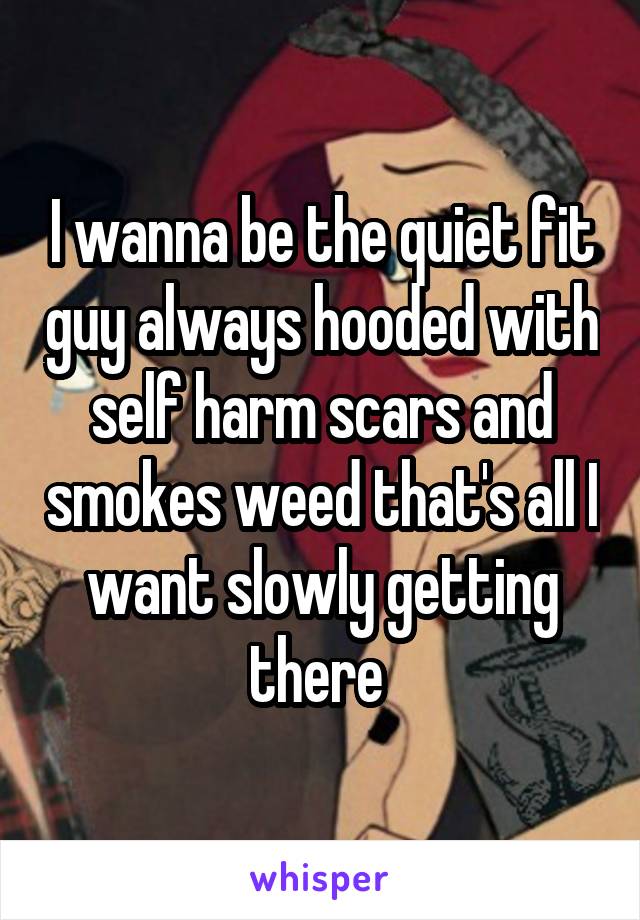 I wanna be the quiet fit guy always hooded with self harm scars and smokes weed that's all I want slowly getting there 