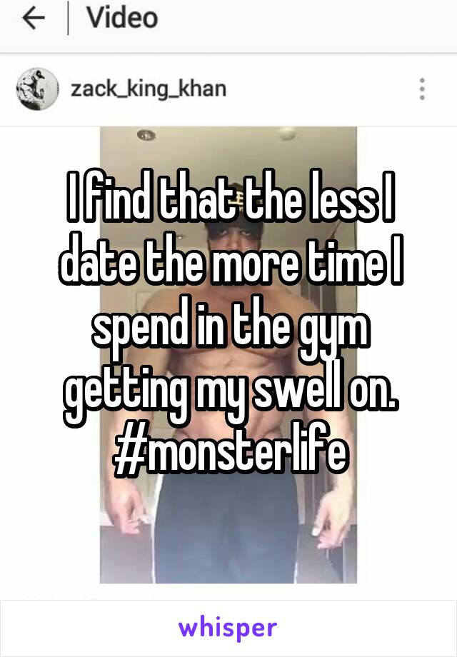 I find that the less I date the more time I spend in the gym getting my swell on.
#monsterlife