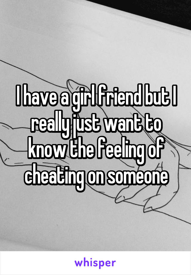 I have a girl friend but I really just want to know the feeling of cheating on someone