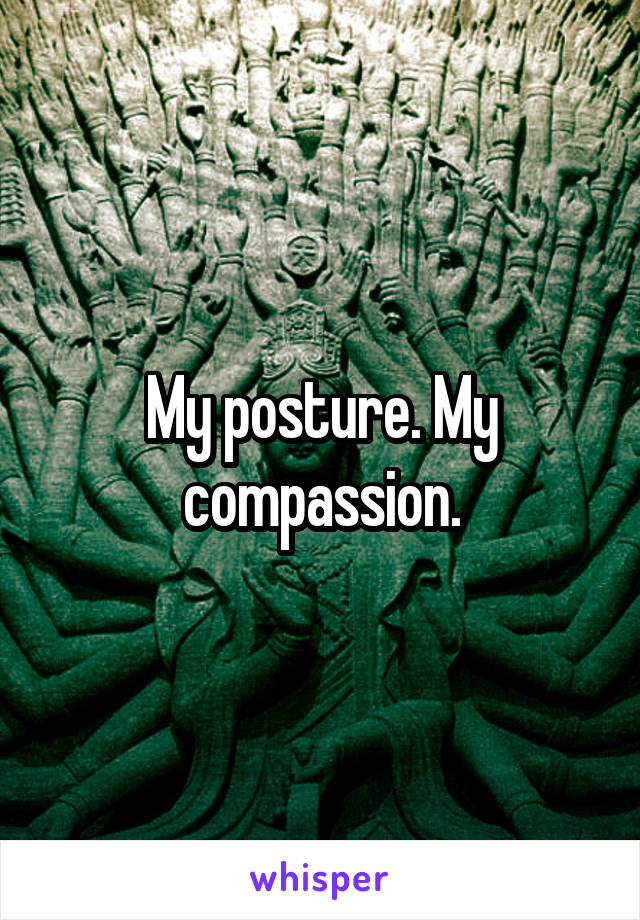 My posture. My compassion.