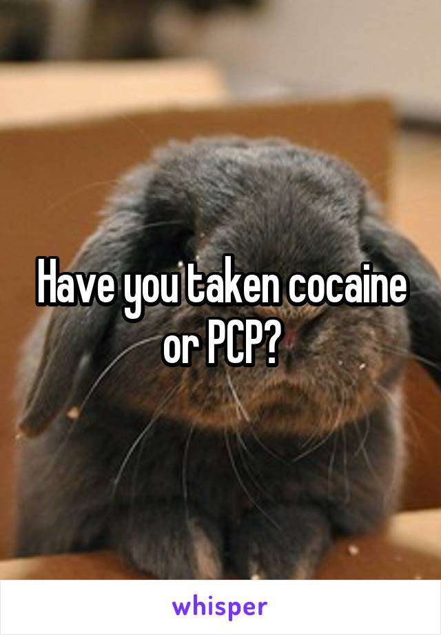 Have you taken cocaine or PCP?