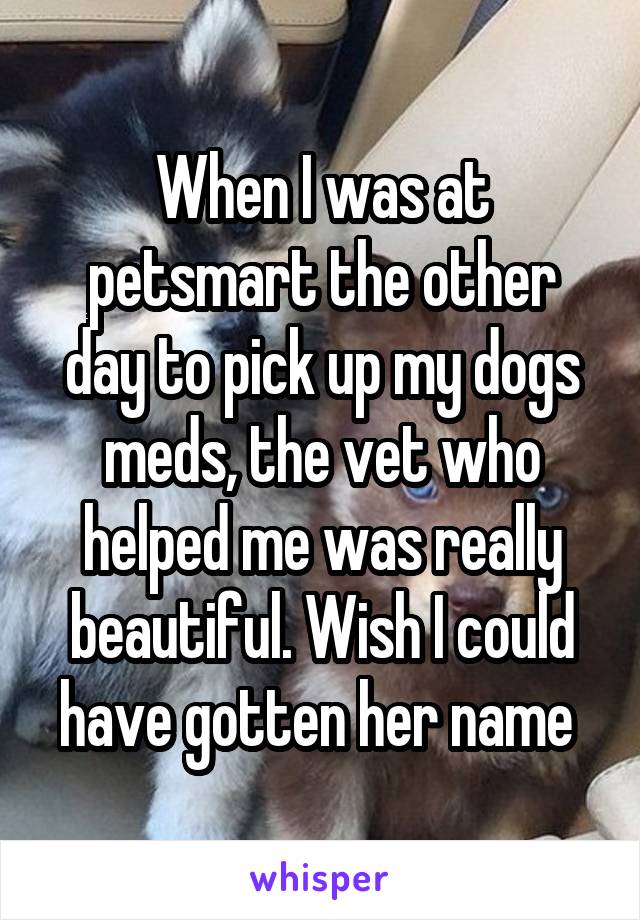 When I was at petsmart the other day to pick up my dogs meds, the vet who helped me was really beautiful. Wish I could have gotten her name 