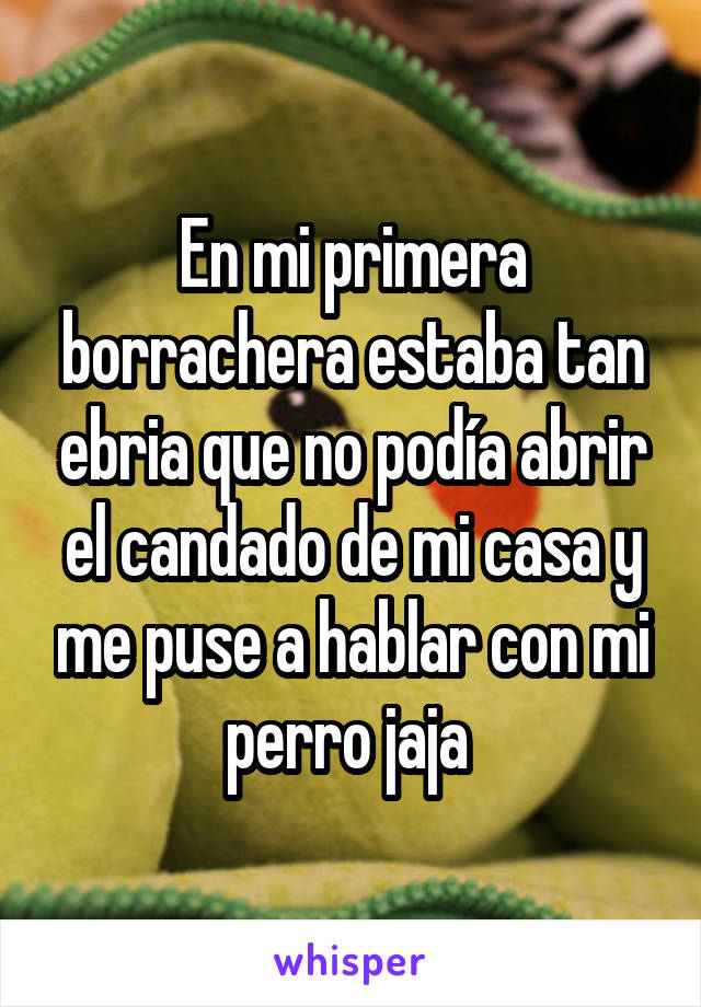 En mi primera borrachera estaba tan ebria que no podía abrir el candado de mi casa y me puse a hablar con mi perro jaja 