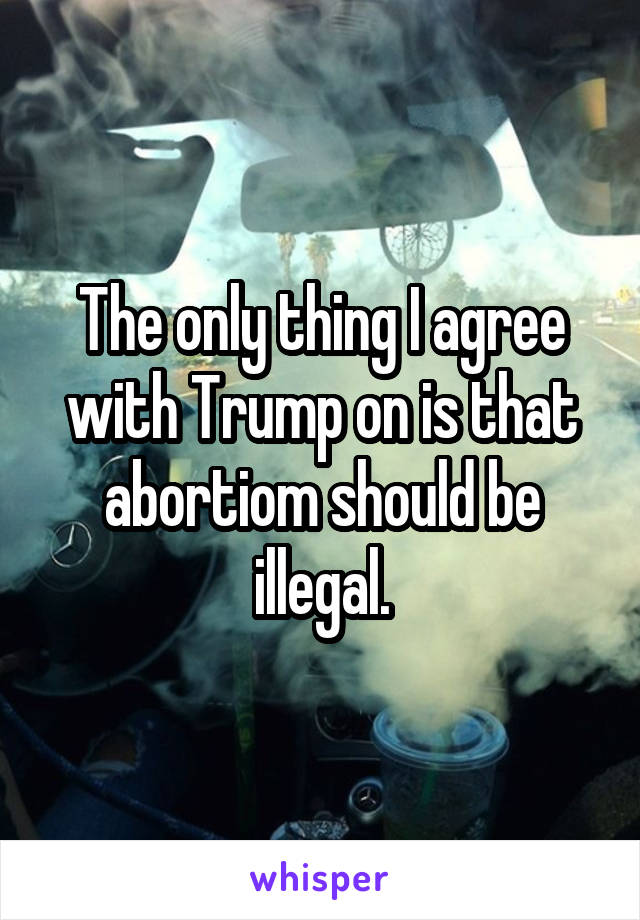 The only thing I agree with Trump on is that abortiom should be illegal.