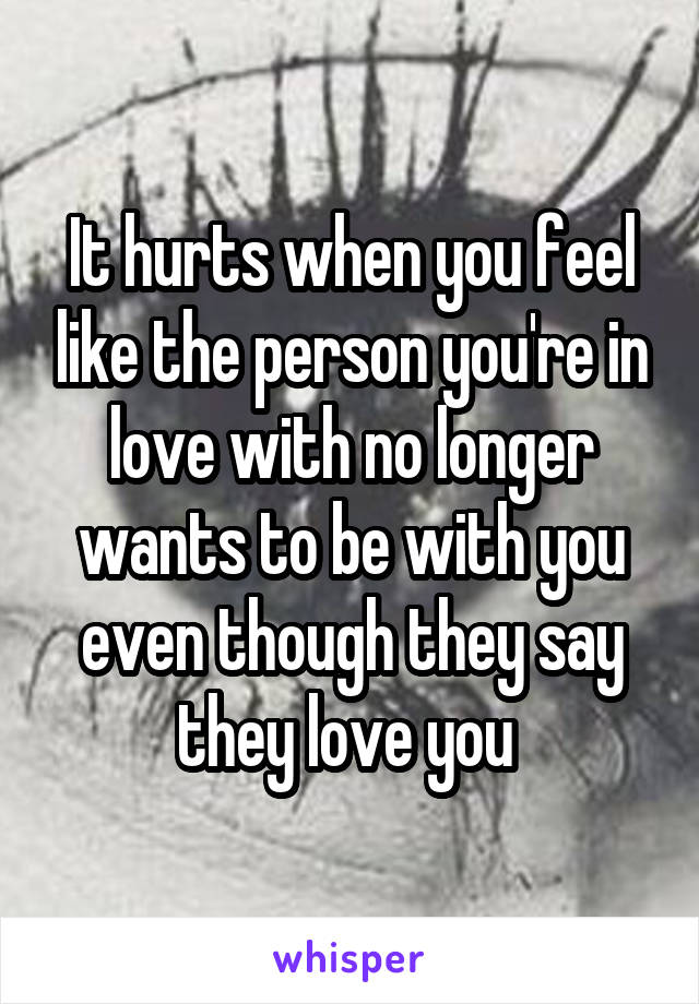 It hurts when you feel like the person you're in love with no longer wants to be with you even though they say they love you 