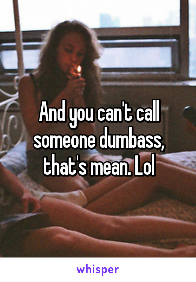 And you can't call someone dumbass, that's mean. Lol