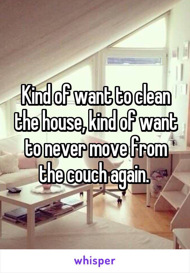 Kind of want to clean the house, kind of want to never move from the couch again. 