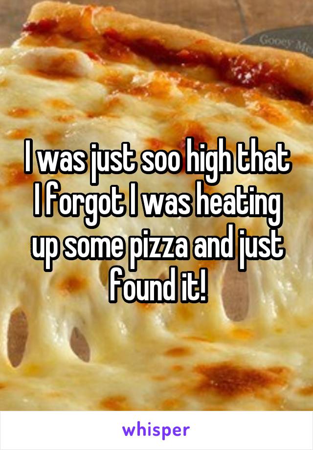 I was just soo high that I forgot I was heating up some pizza and just found it!