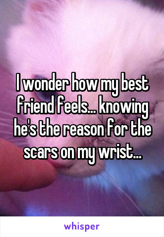 I wonder how my best friend feels... knowing he's the reason for the scars on my wrist...