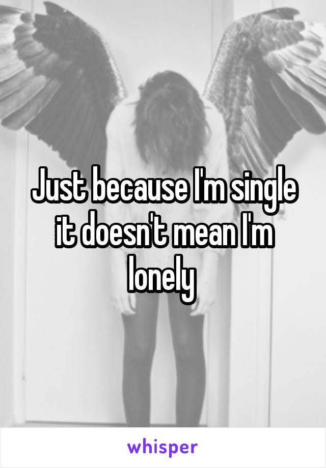 Just because I'm single it doesn't mean I'm lonely 