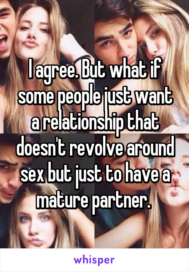 I agree. But what if some people just want a relationship that doesn't revolve around sex but just to have a mature partner. 