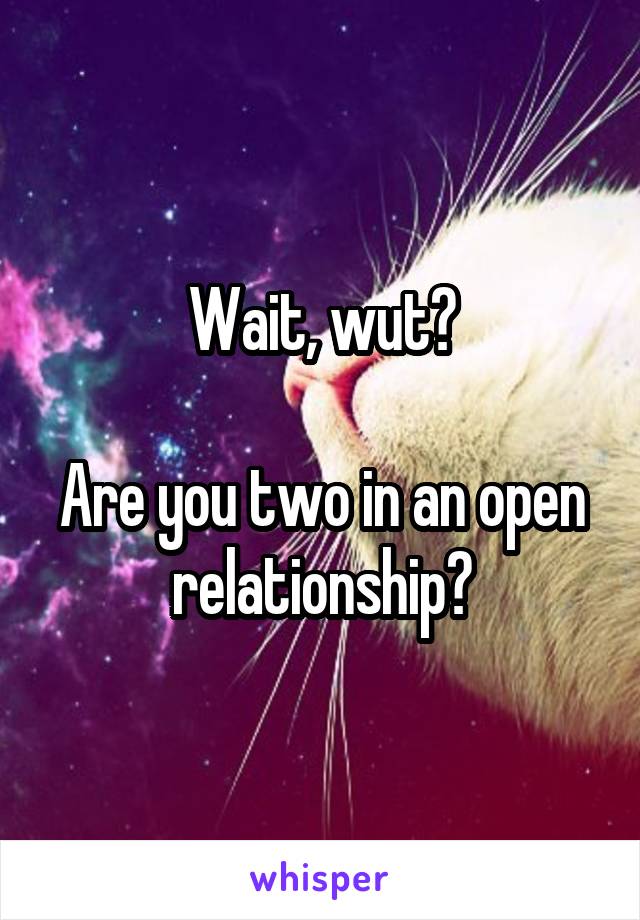 Wait, wut?

Are you two in an open relationship?