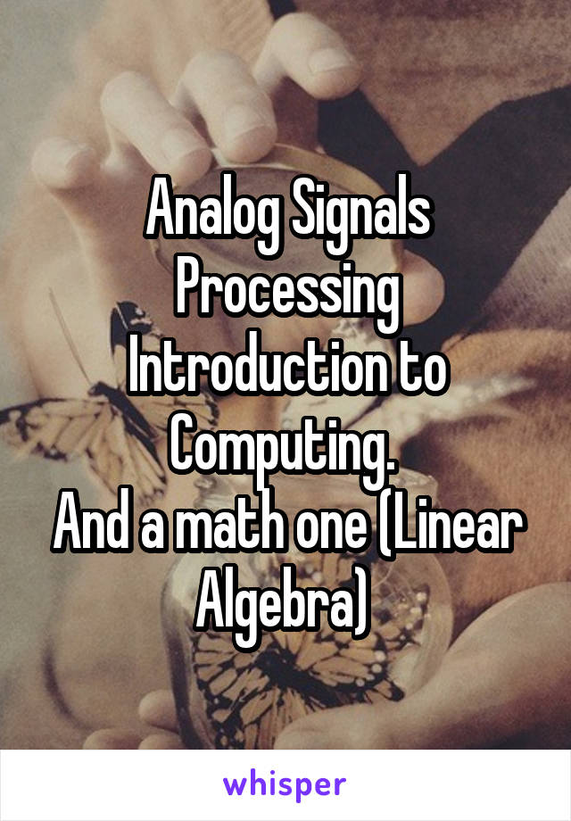 Analog Signals Processing
Introduction to Computing. 
And a math one (Linear Algebra) 