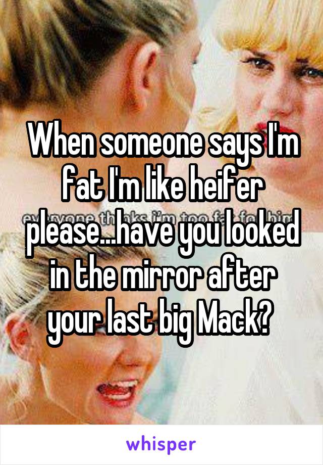 When someone says I'm fat I'm like heifer please...have you looked in the mirror after your last big Mack? 