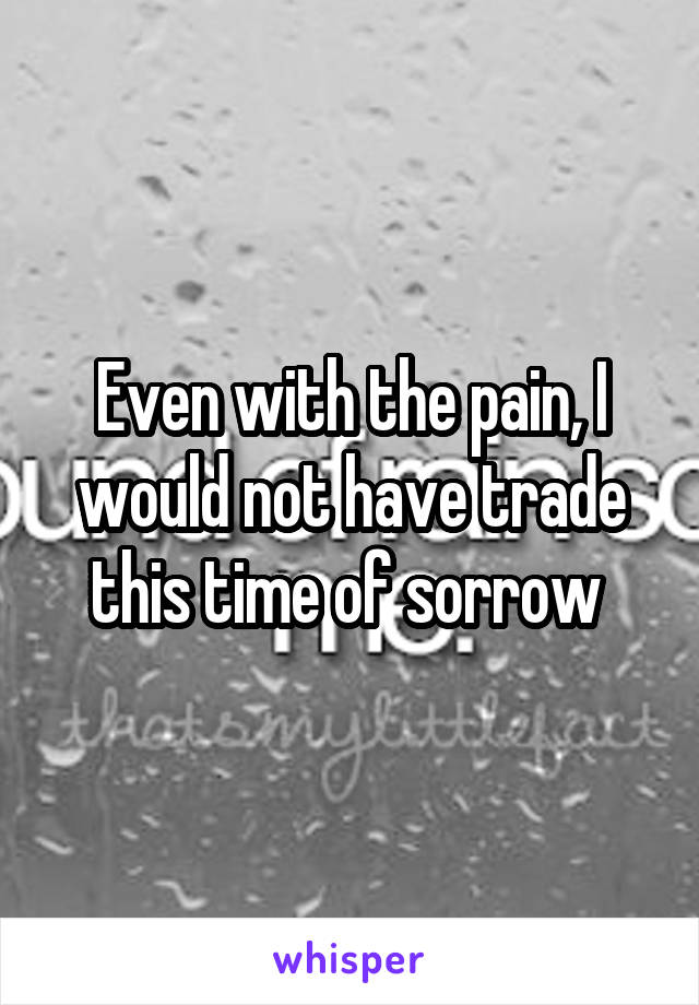 Even with the pain, I would not have trade this time of sorrow 