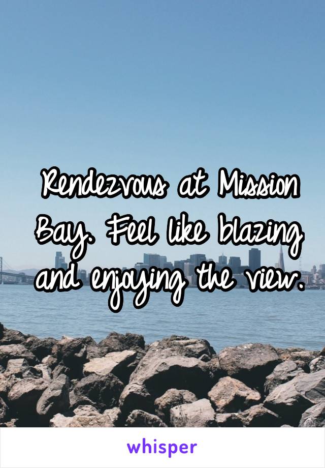 Rendezvous at Mission Bay. Feel like blazing and enjoying the view.