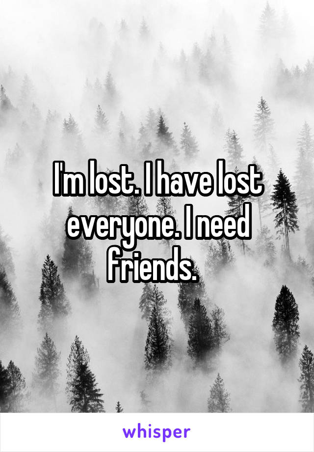 I'm lost. I have lost everyone. I need friends.  