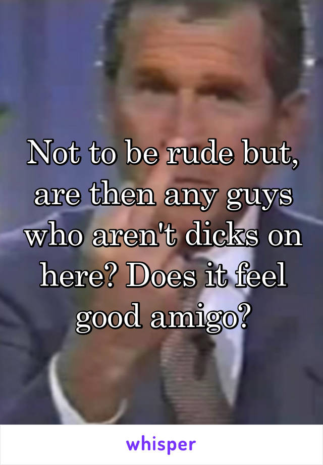 Not to be rude but, are then any guys who aren't dicks on here? Does it feel good amigo?