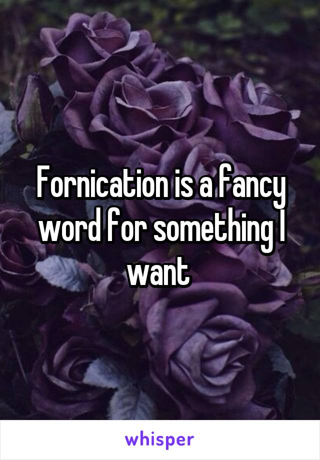 Fornication is a fancy word for something I want 