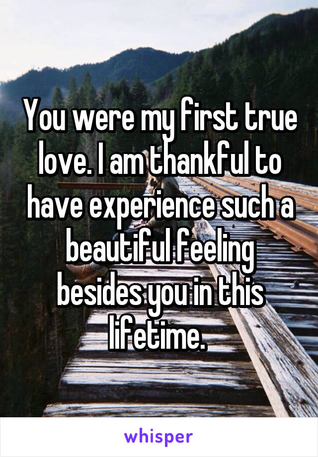 You were my first true love. I am thankful to have experience such a beautiful feeling besides you in this lifetime. 