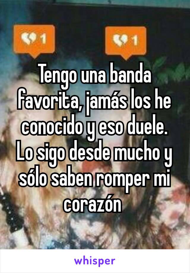 Tengo una banda favorita, jamás los he conocido y eso duele. Lo sigo desde mucho y sólo saben romper mi corazón 