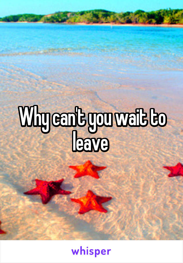 Why can't you wait to leave 