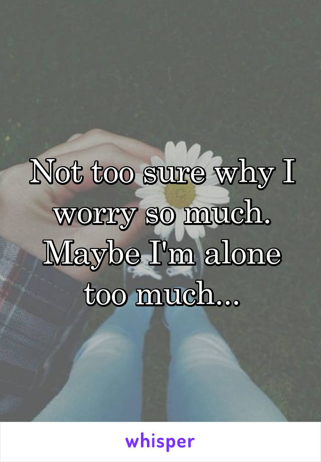 Not too sure why I worry so much. Maybe I'm alone too much...