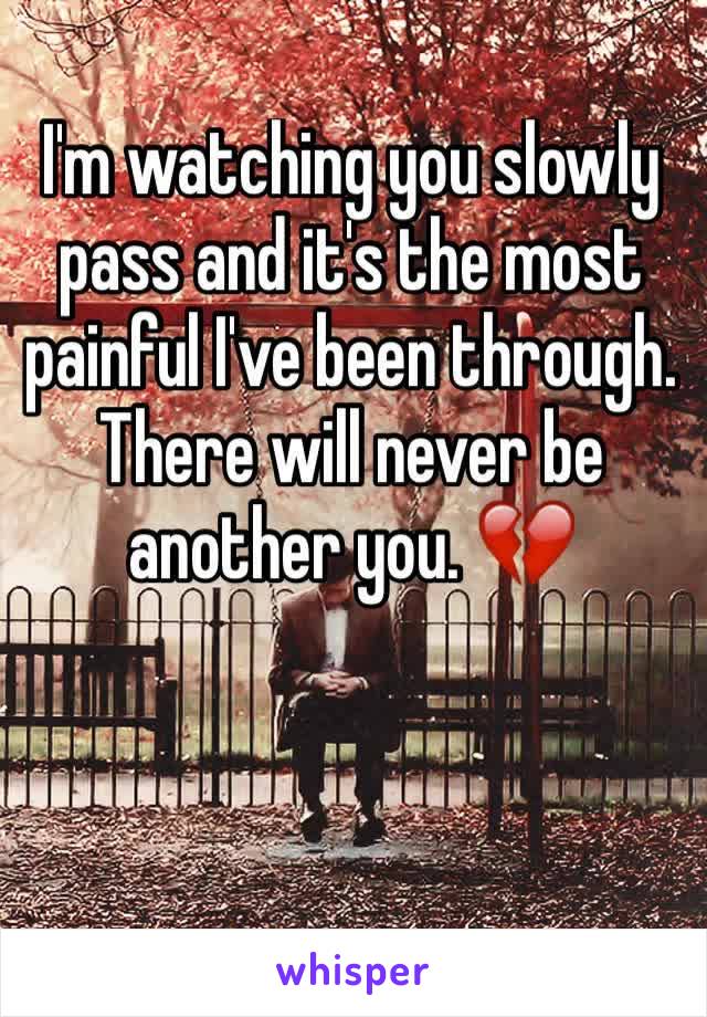 I'm watching you slowly pass and it's the most painful I've been through. There will never be another you. 💔