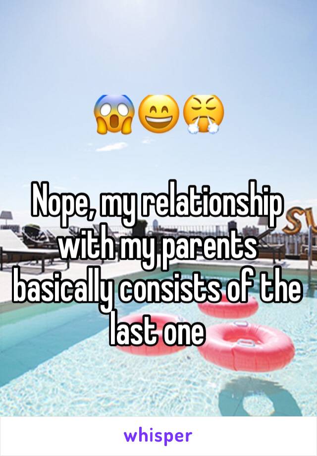 😱😄😤

Nope, my relationship with my parents basically consists of the last one