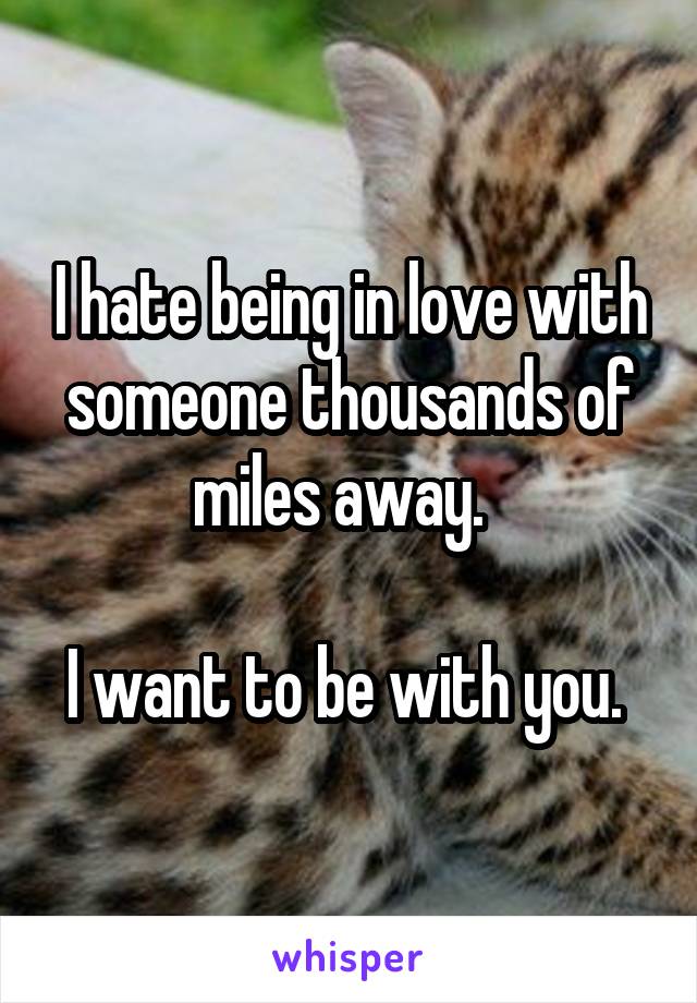 I hate being in love with someone thousands of miles away.  

I want to be with you. 