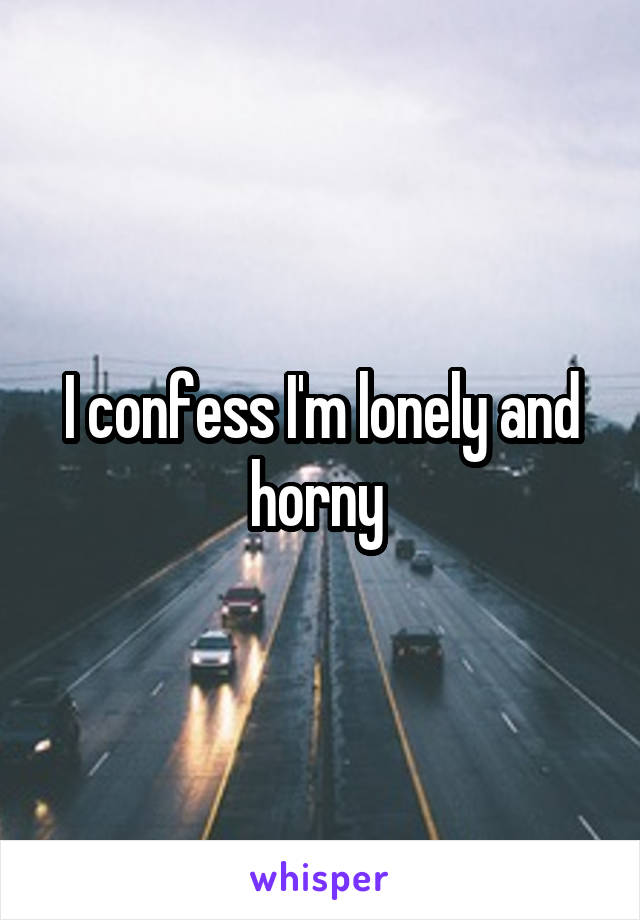 I confess I'm lonely and horny 