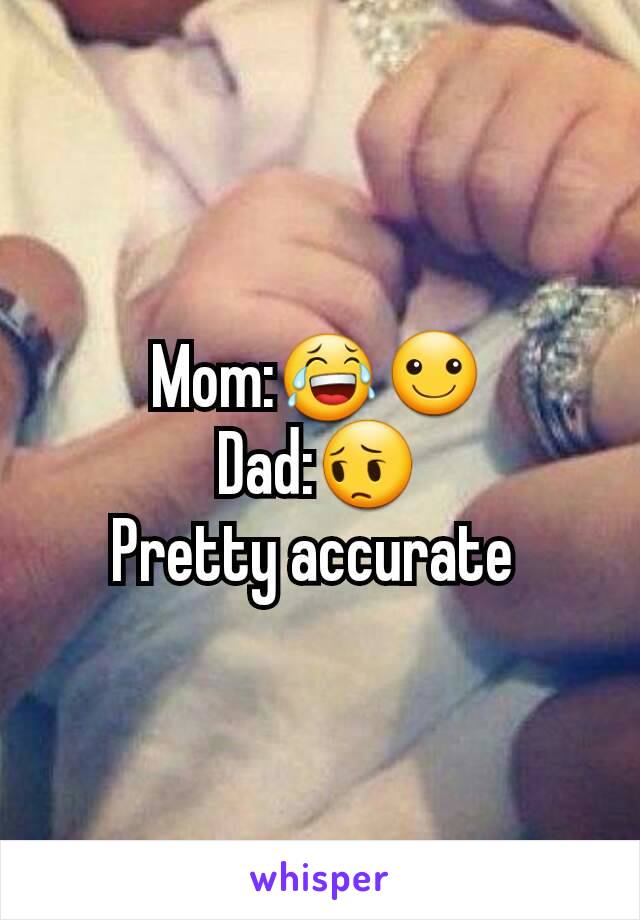 Mom:😂☺
Dad:😔
Pretty accurate 